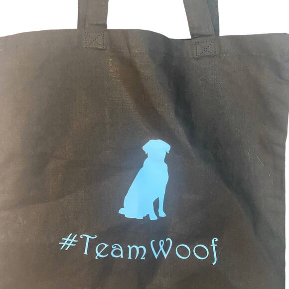 Black and Baby Blue Graphic Team Woof Dog Lovers Tote Bag Women - Picture 4 of 5